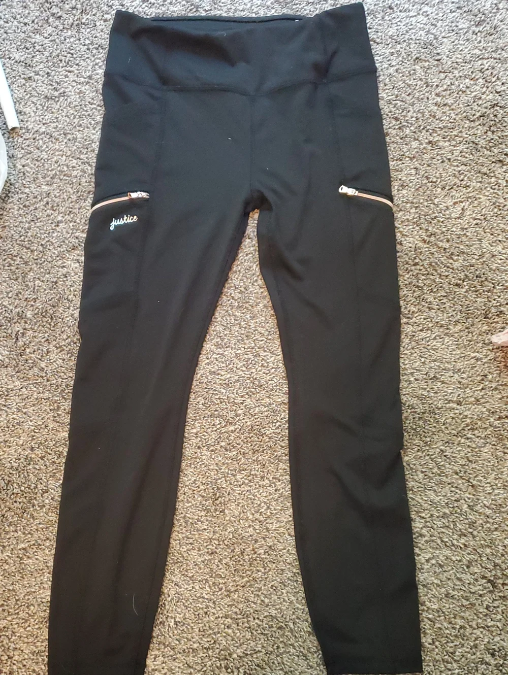 Justice Black Active Leggings with Zip Pockets